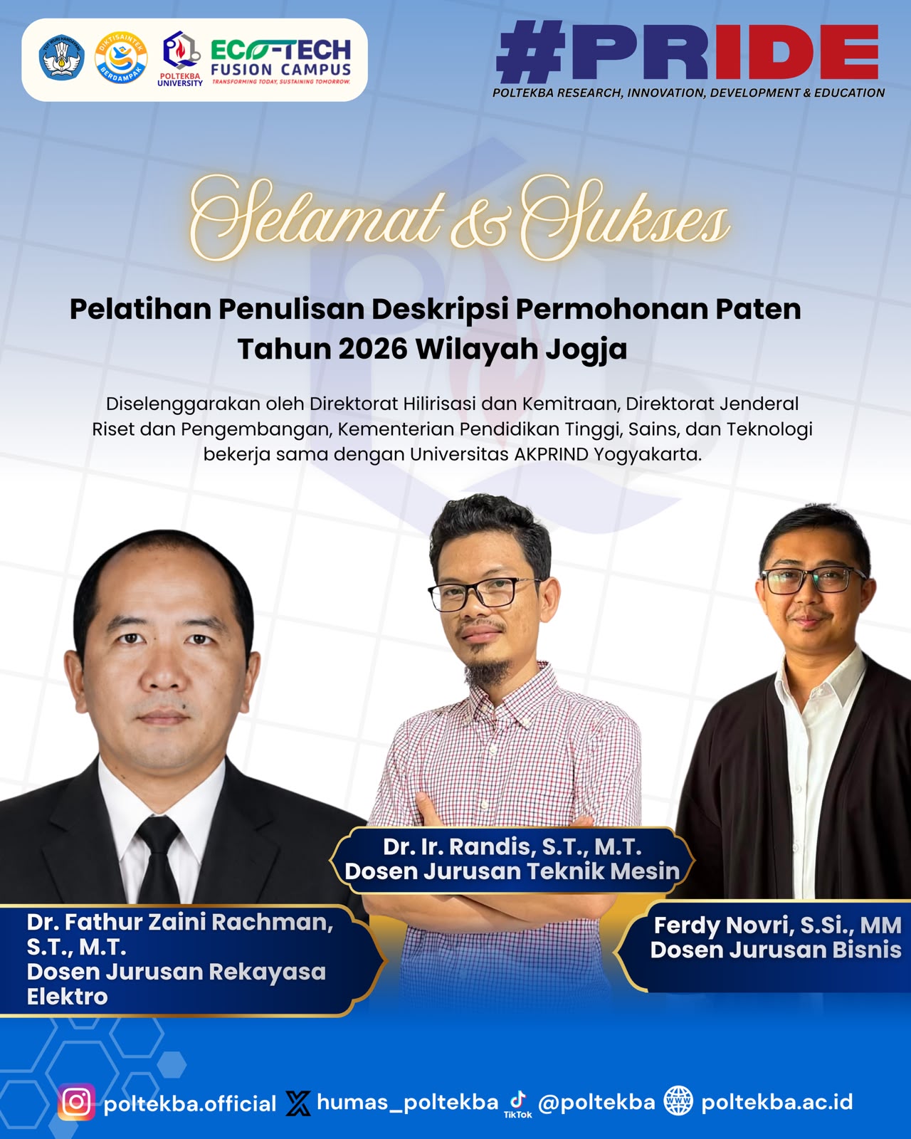 Tiga Dosen Poltekba Lolos Pelatihan PDPP Tahun 2026